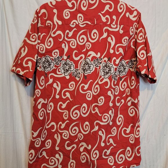Pineapple Connection Hawaiian Print Shirt Floral Red White Gray Size L - Picture 7 of 7